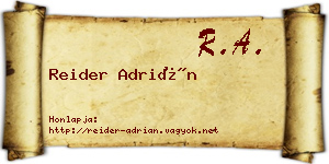 Reider Adrián névjegykártya