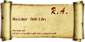 Reider Adrián névjegykártya
